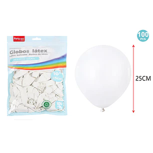 Globos Mate Blanco 25Cm 1.5G 100 Unidades