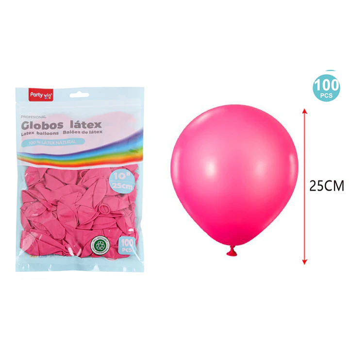 Globos Mate Fucsia 25Cm 1.5G 100 Unidades 1
