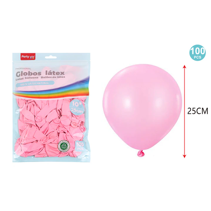 Globos Mate Rosado Claro 25Cm 1.5G 100 Unidades 1