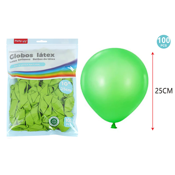 Globos Mate Verde Pastel 25Cm 1.5G 100 Unidades 1