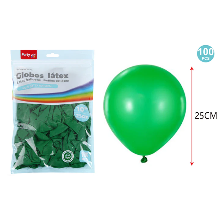 Globos Mate Verde Oscuro 25Cm 1.5G 100 Unidades 1