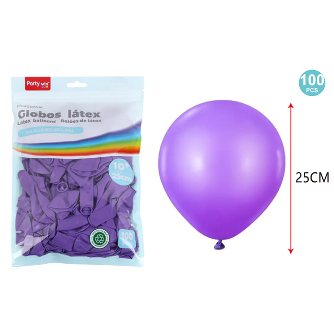 Globos Mate Morado 25Cm 1.5G 100 Unidades 1