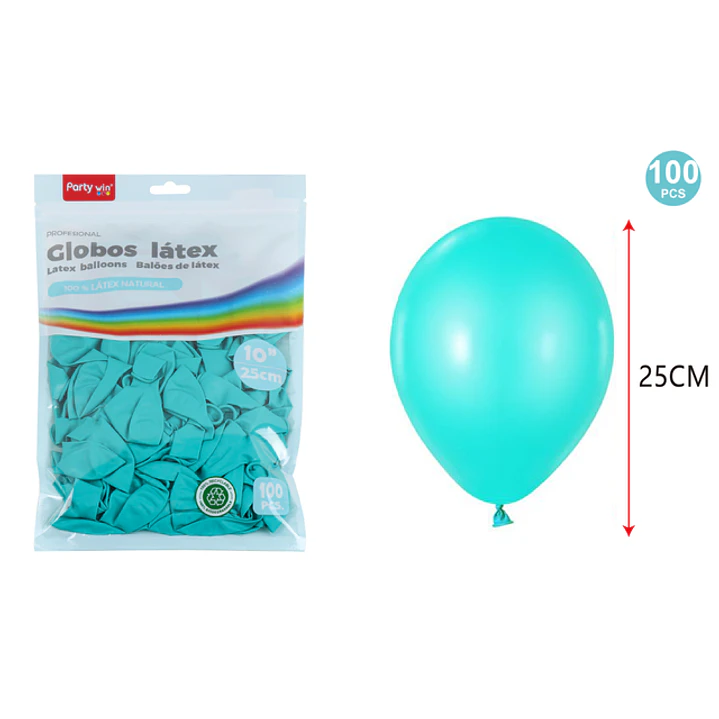Globos Mate Azul Tiffany 25Cm 1.5G 100 Unidades 1
