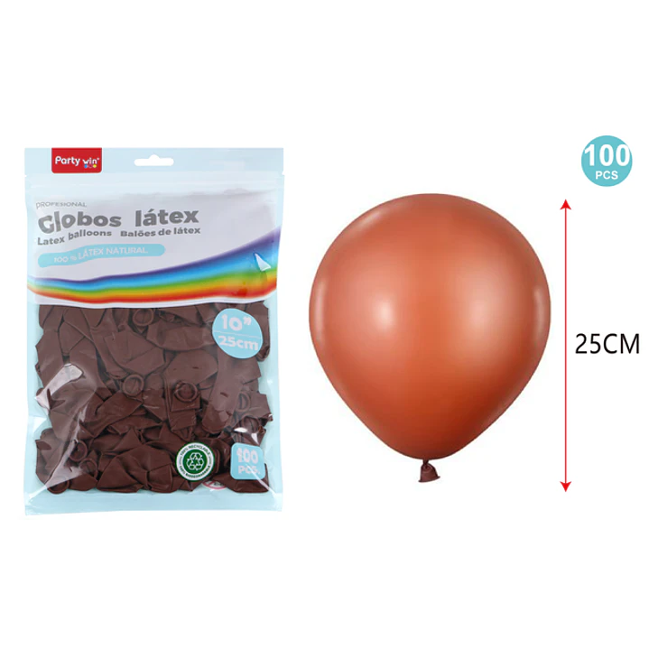 Globos Mate Cafe 25Cm 1.5G 100 Unidades 1