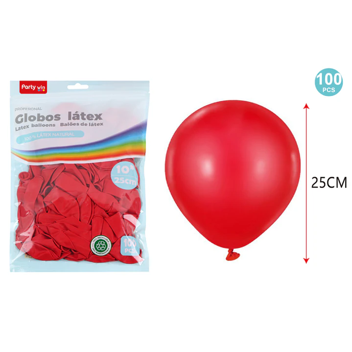 Globos Mate Rojo 25Cm 1.5G 100 Unidades 1