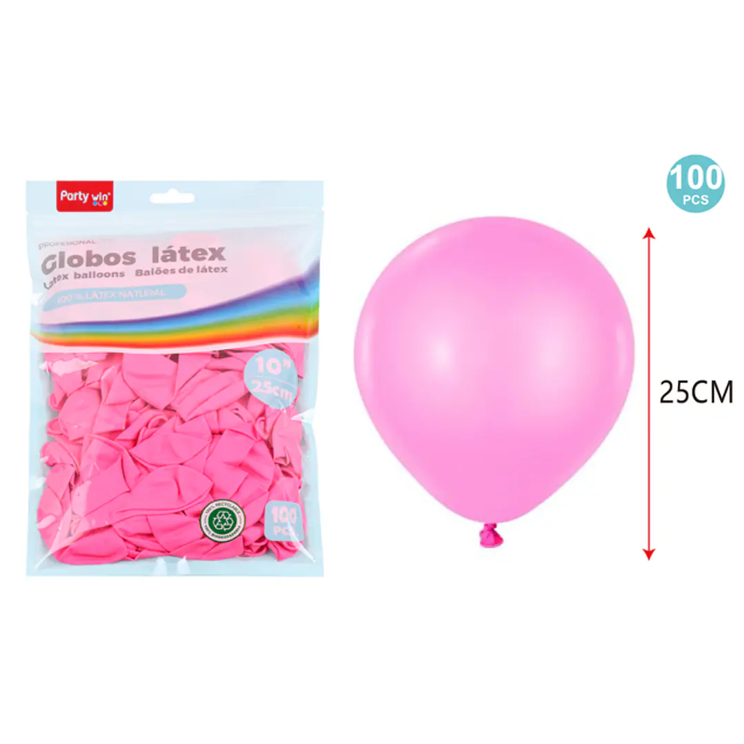 Globos Mate Rosado 25Cm 1.5G 100 Unidades 1