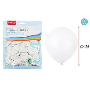 Globos Mate Blanco 25Cm 2.2G 50 Unidades