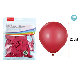 Globos Mate Rojo Vino 25Cm 2.2G 50 Unidades