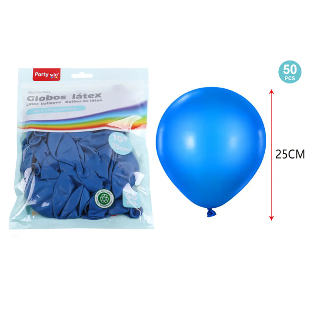 Globos Mate Azul 25Cm 2.2G 50 Unidades 1