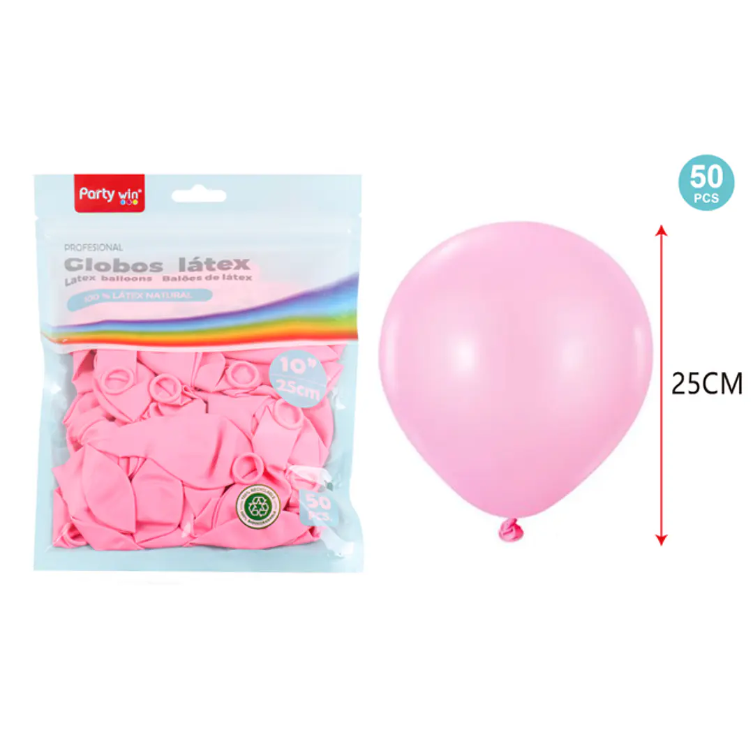 Globos Mate Rosado Claro 25Cm 2.2G 50 Unidades 1