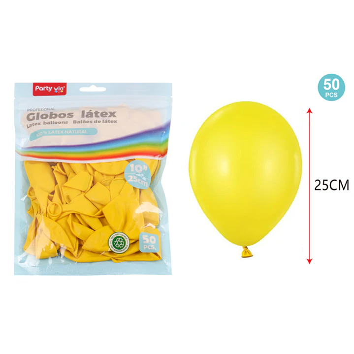 Globos Mate Amarillo 25Cm 2.2G 50 Unidades 1