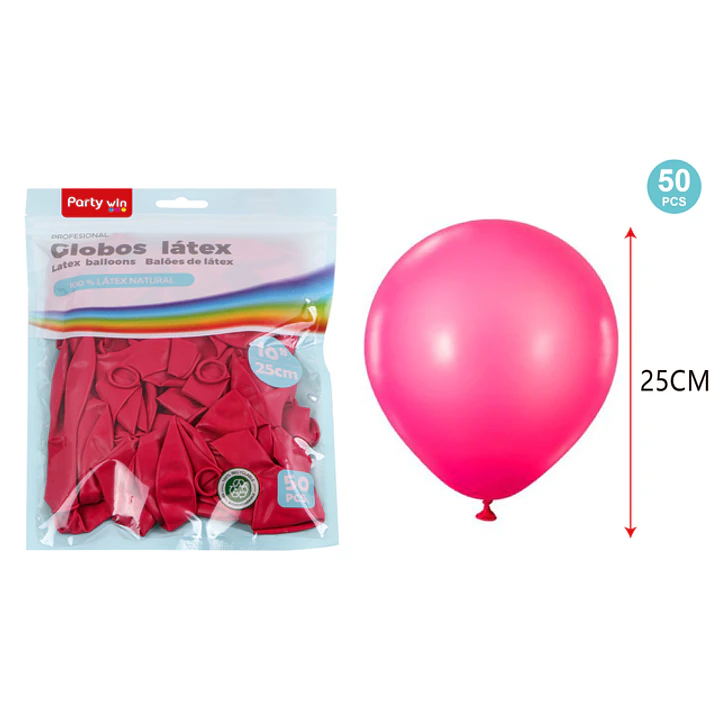 Globos Mate Fucsia 25Cm 2.2G 50 Unidades 1