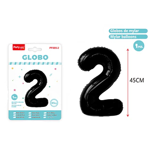 Globo Metalizado Negro Num-2 45Cm