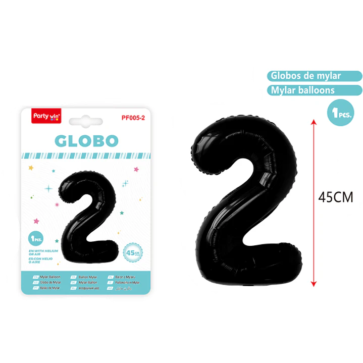 Globo Metalizado Negro Num-2 45Cm 1