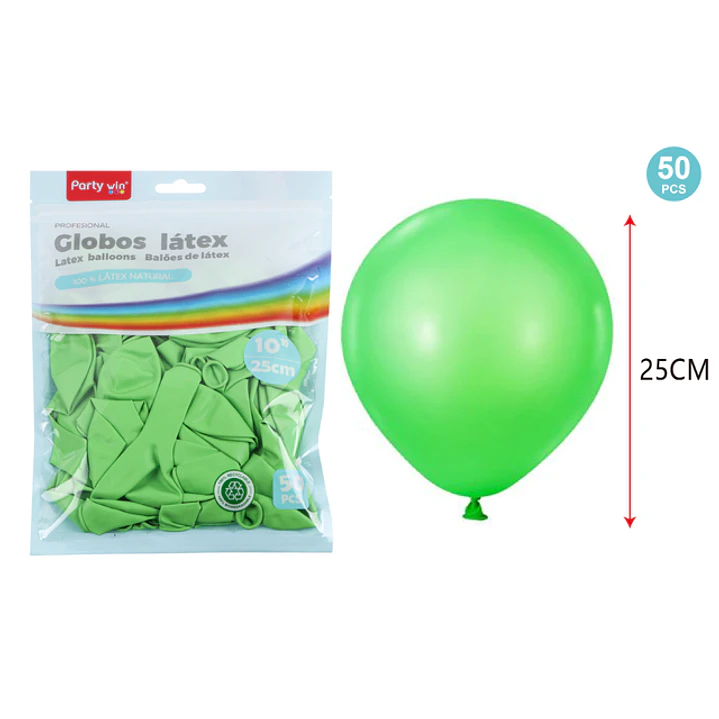 Globos Mate Verde Pastel 25Cm 2.2G 50 Unidades 1