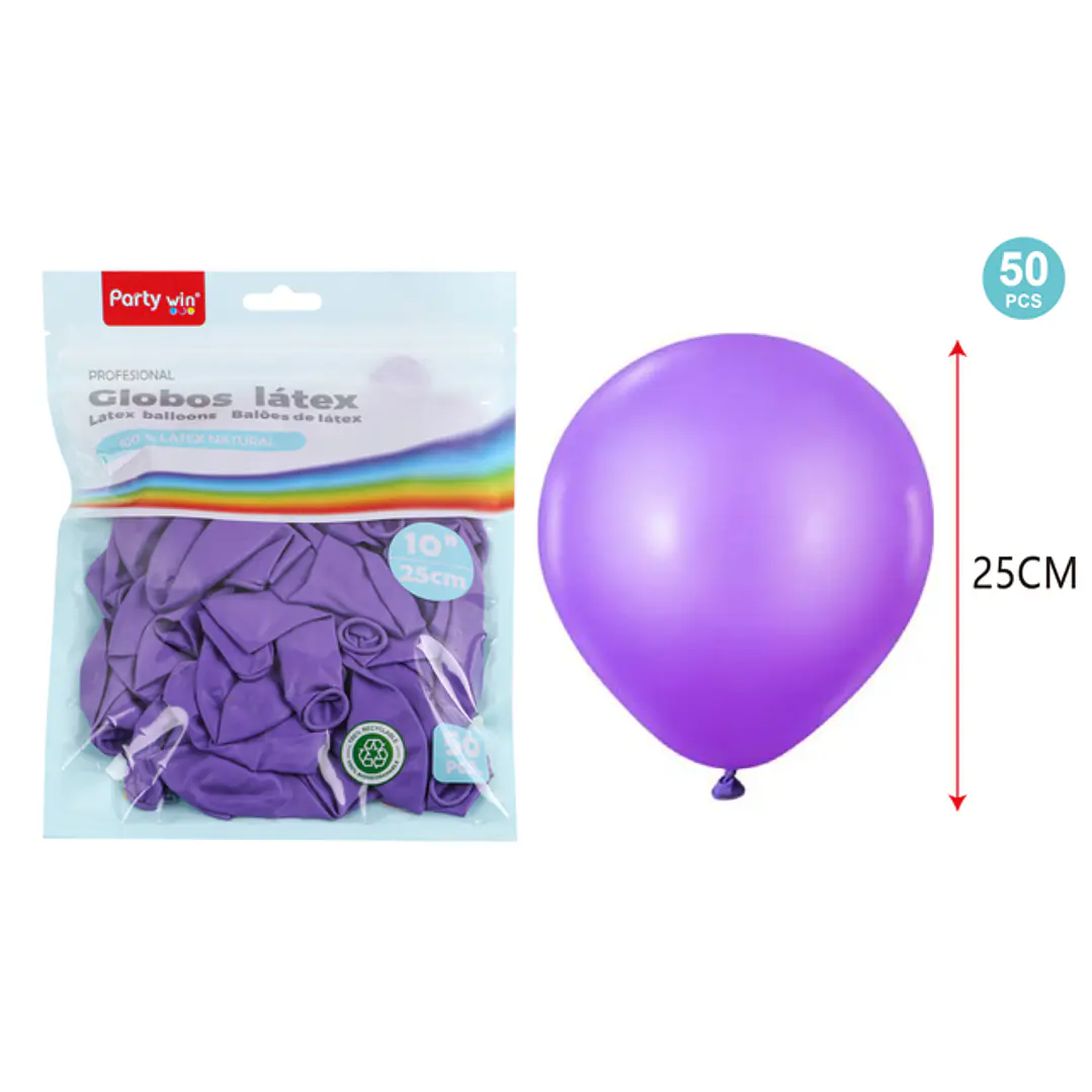 Globos Mate Morado 25Cm 2.2G 50 Unidades 1