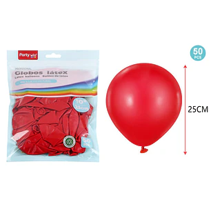 Globos Mate Rojo 25Cm 2.2G 50 Unidades