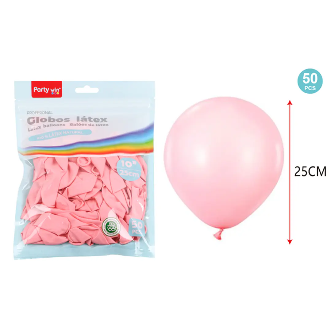Globos Mate Rosado Pastel 25Cm 2.2G 50 Unidades 1