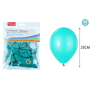 Globos Mate Azul Tiffany 25Cm 2.2G 50 Unidades