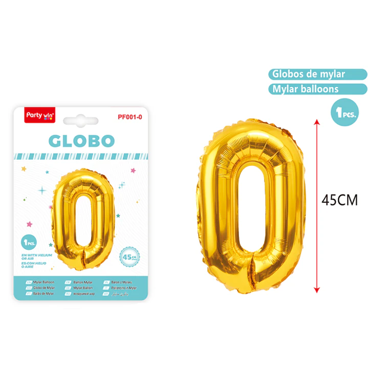 Globo Metalizado Dorado Num-0 45Cm 1