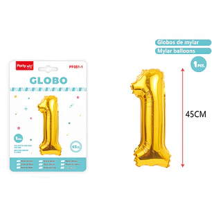 Globo Metalizado Dorado Num-1 45Cm