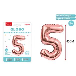 Globo Metalizado Rosadorado Num-5 45Cm
