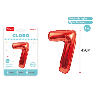 Globo Metalizado Rojo Num-7 45Cm