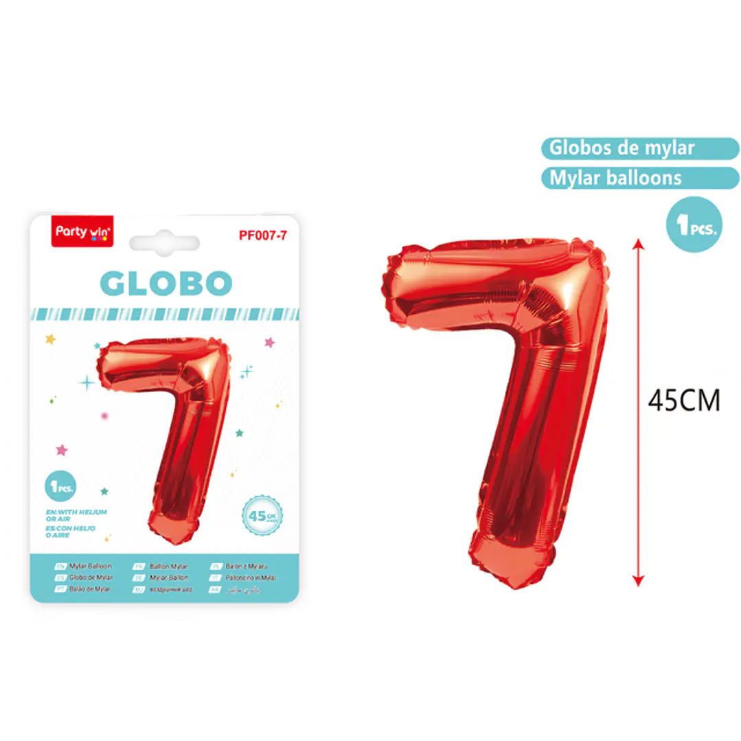 Globo Metalizado Rojo Num-7 45Cm 1