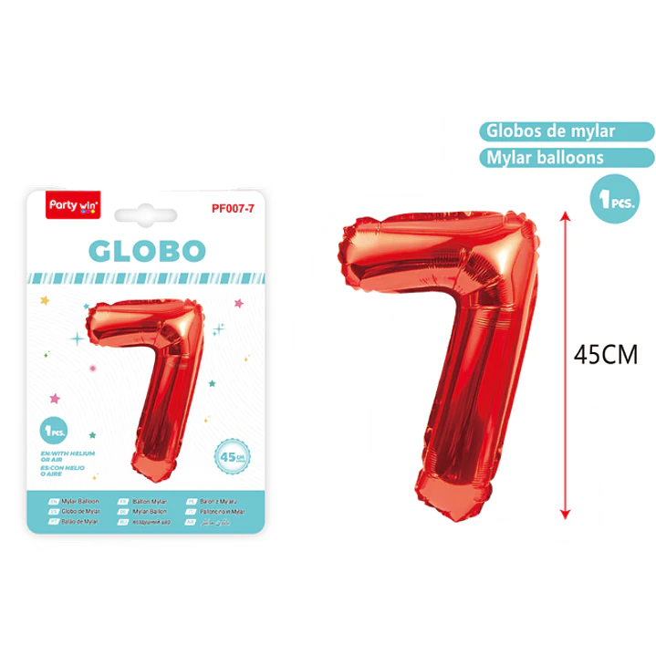 Globo Metalizado Rojo Num-7 45Cm 1