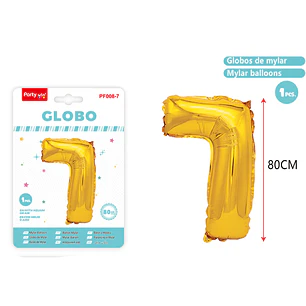 Globo Metalizado Dorado Num-7 80Cm