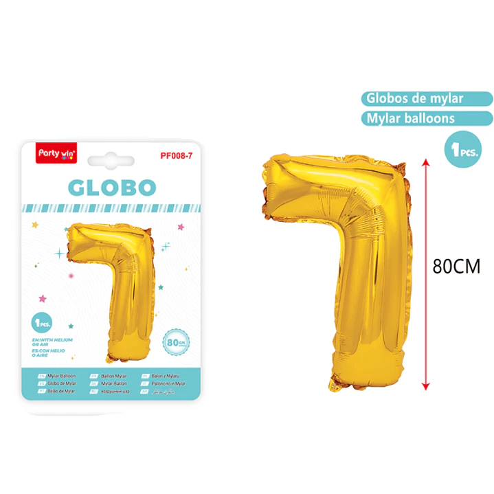 Globo Metalizado Dorado Num-7 80Cm 1