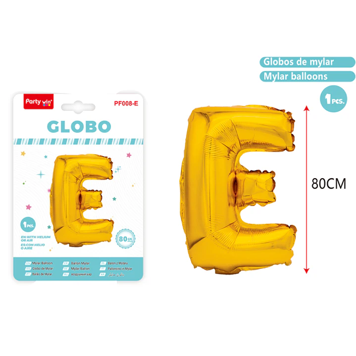 Globo Metalizado Dorado Letra-E 80Cm 1