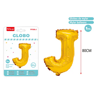 Globo Metalizado Dorado Letra-J 80Cm