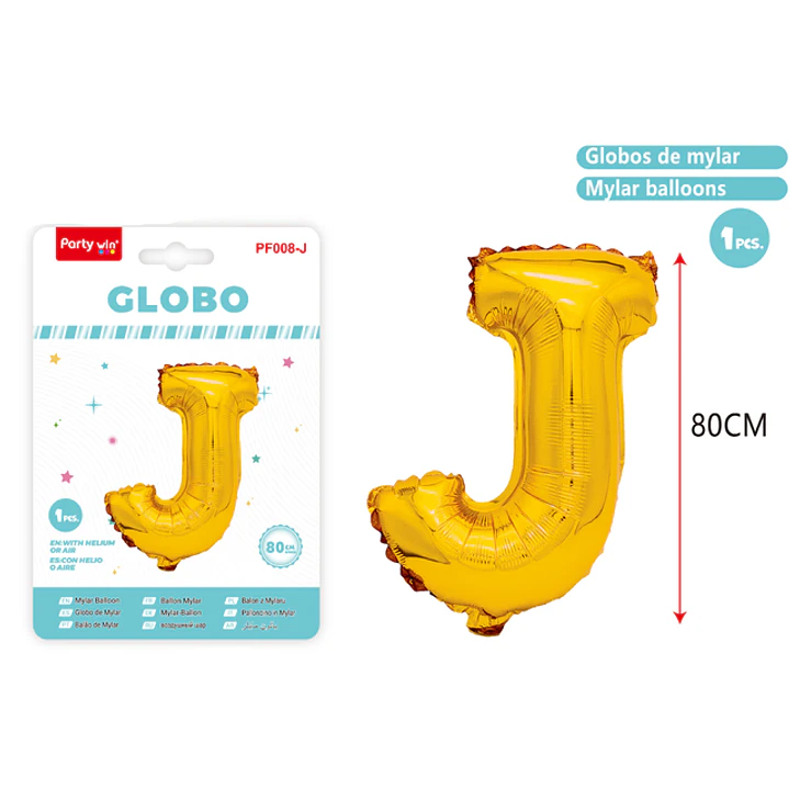 Globo Metalizado Dorado Letra-J 80Cm 1