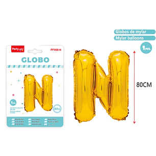 Globo Metalizado Dorado Letra-N 80Cm