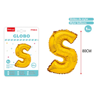 Globo Metalizado Dorado Letra-S 80Cm