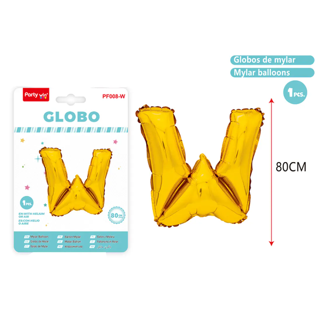 Globo Metalizado Dorado Letra-W 80Cm 1