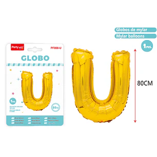 Globo Metalizado Dorado Letra-U 80Cm