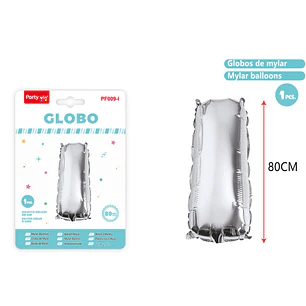 Globo Metalizado Plateado Letra-I 80Cm