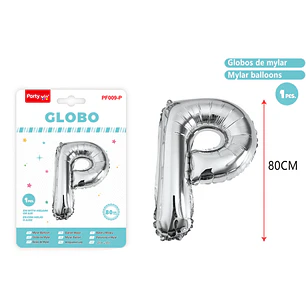 Globo Metalizado Plateado Letra-P 80Cm