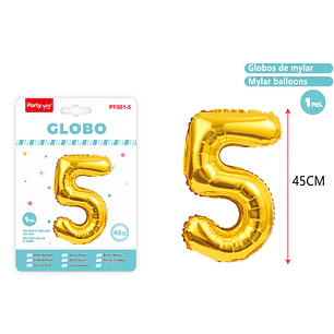 Globo Metalizado Dorado Num-5 45Cm