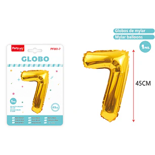 Globo Metalizado Dorado Num-7 45Cm