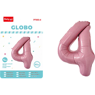 Globo Metal Rosado Num-4 45Cm