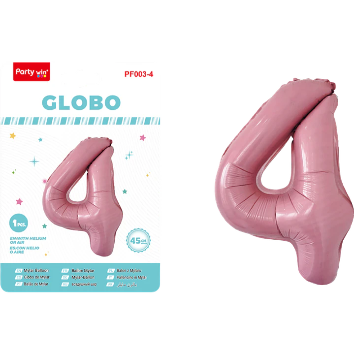 Globo Metal Rosado Num-4 45Cm 1