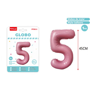 Globo Metal Rosado Num-5 45Cm