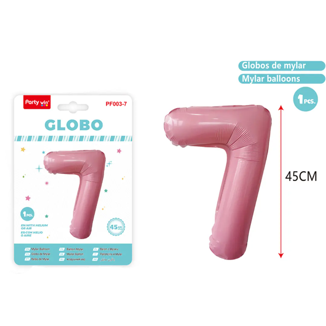 Globo Metal Rosado Num-7 45Cm 1