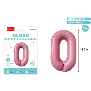 Globo Metal Rosado Num-0 45Cm