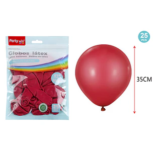Globos Mate Rojo Vino 35Cm 2.8G 25 Unidades