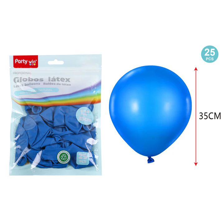 Globos Mate Azul 35Cm 2.8G 25 Unidades 1