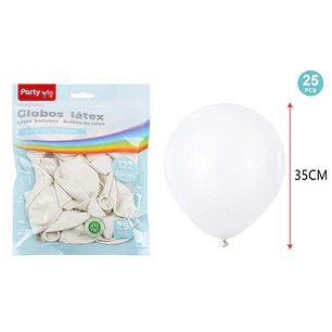 Globos Mate Blanco 35Cm 2.8G 25 Unidades